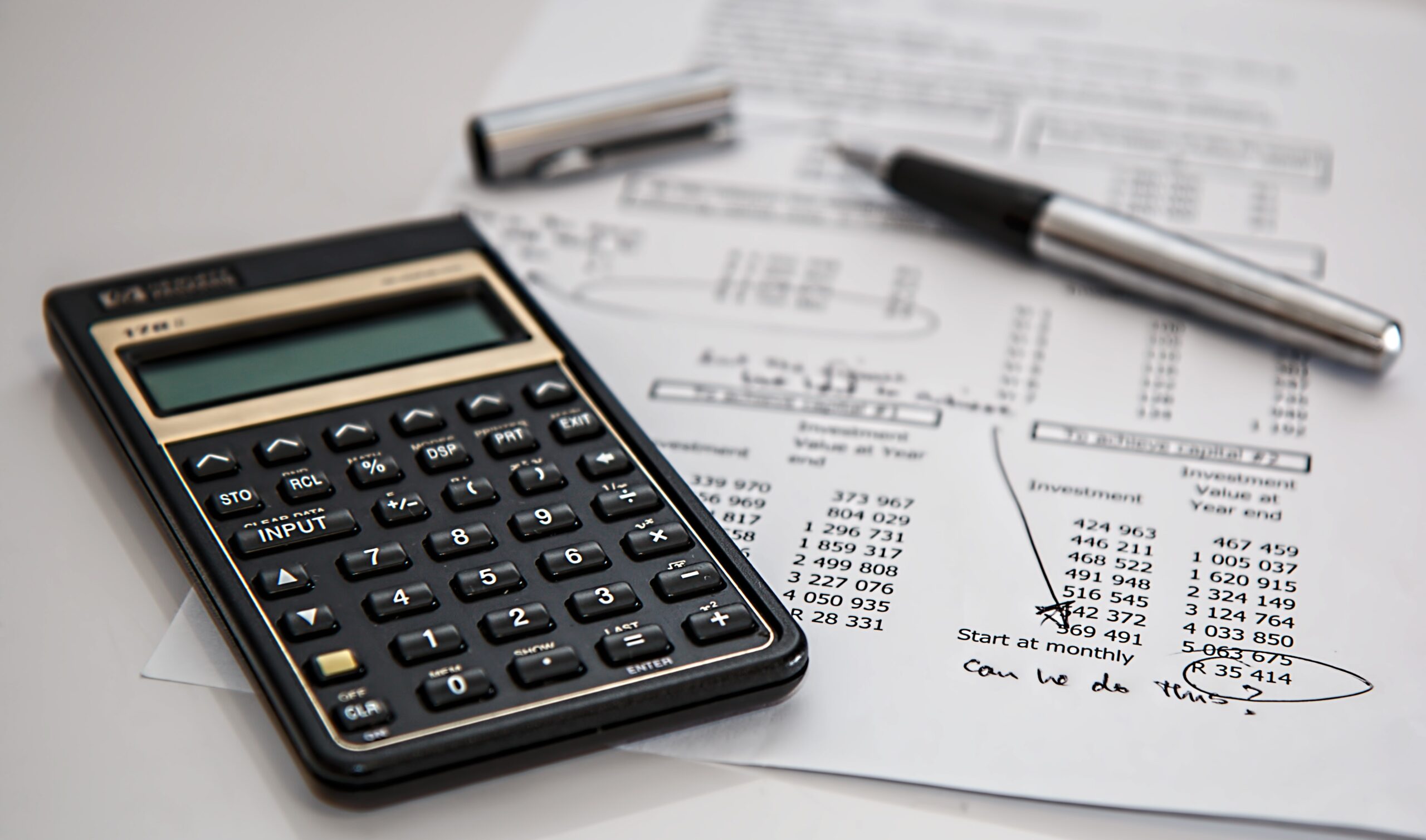 calculator and finance sheet